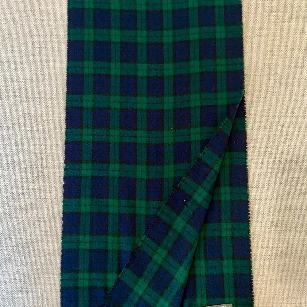 Geoffrey Beene Teal and Navy Plaid Scarf